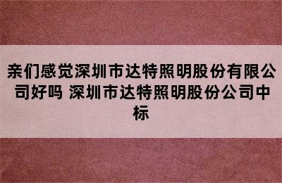 亲们感觉深圳市达特照明股份有限公司好吗 深圳市达特照明股份公司中标